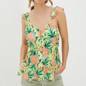 Anthropologie Farm Rio Ruffled Floral Tank